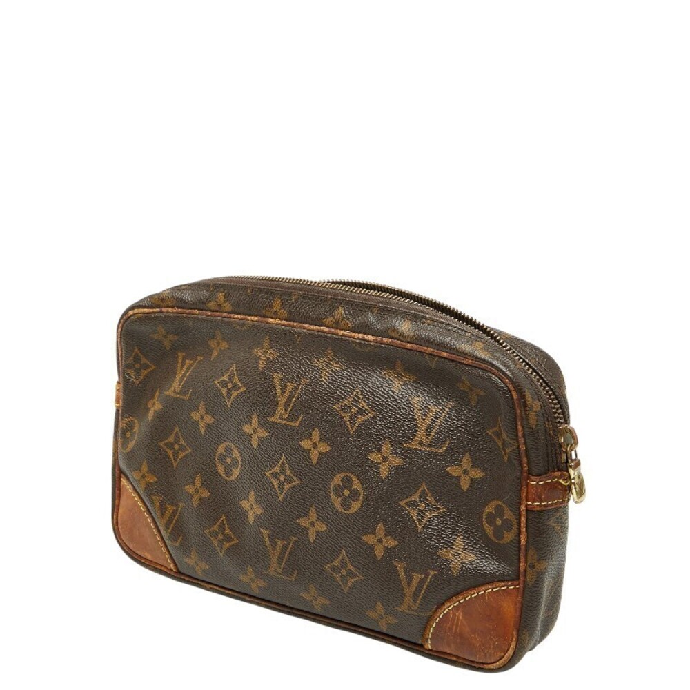 Louis Vuitton Clutch Marly Bag Monogram Leather Brown Dragonne Brown